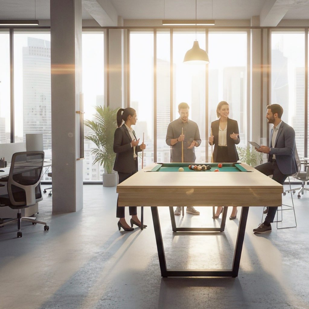 On termine la réunion de travail avant la partie de billard anglais